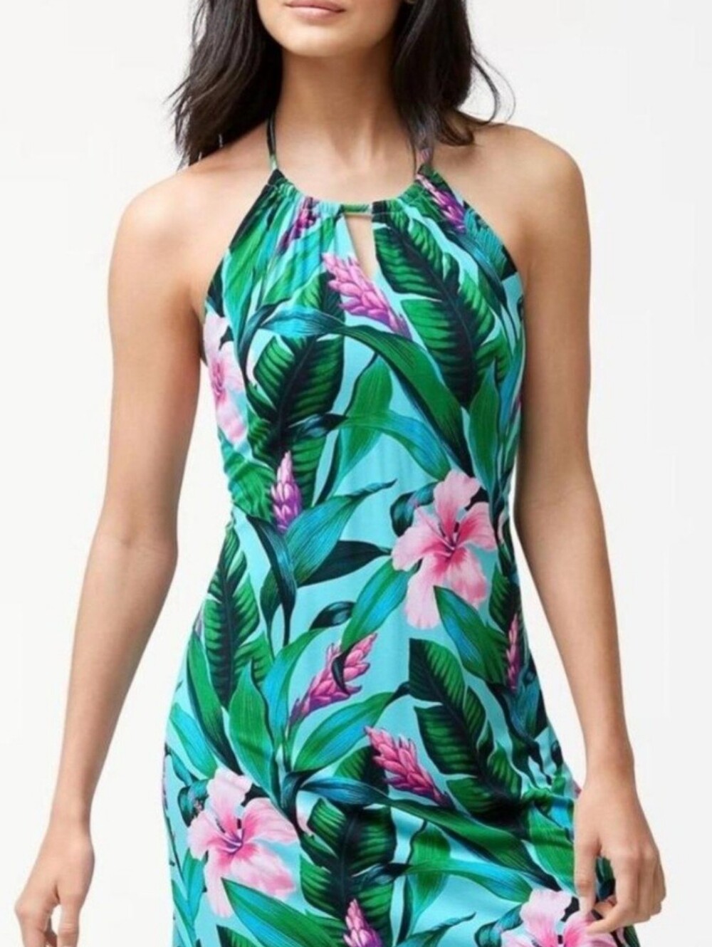 Tommy Bahama Teal Tropical Halter One-Piece